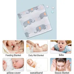 SYGA Baby Cotton Square Cartoon Towel Swaddle Flannel Baby Printed Towel - Multicolour image 5