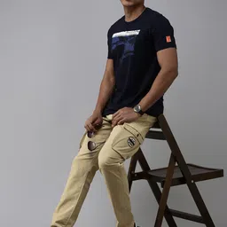 SPYKAR Men Solid Loose Fit Cargos Trousers image 4