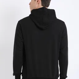Plutus Men Black Solid Hooded Sweatshirt image 4
