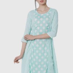Rangriti Turquoise Printed A Line Kurta-picture-19
