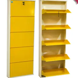 Delite Kom Powder Coated Ivory Yellow Wall Mounted Metal Shoe Rack ( 5 Shelves DIY)-picture-29