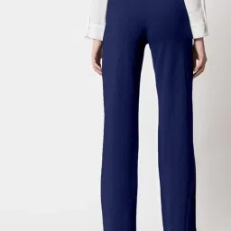 SELVIA Blue Regular Fit Mid Rise Trousers image 2