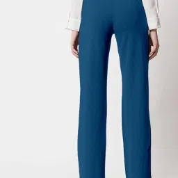 SELVIA Teal Regular Fit Mid Rise Trousers image 2
