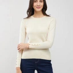Fablestreet White Acrylic Regular Fit Sweater-picture-9