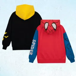 Nap Chief Boys Yellow & Red Cotton Relaxed Fit Character Based Hoodie -Pack of 2 image 2