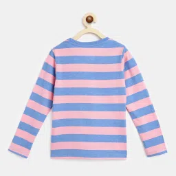 Campana Kids Pink & Blue Striped Full Sleeves Top image 2