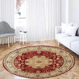 OBSESSIONS Maroon Classical Round Shape Machine Made Carpet - Medium (150 cm x 150 cm)-picture-11