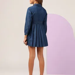 U.S. Polo Assn. Girls Indigo Pleated Polo Skater Dress image 2