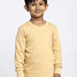 Friskers Kids Beige & Yellow Cotton Full Sleeves T-Shirt (Pack of 2) image 2