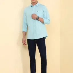 Allen Solly Blue Cotton Custom Fit Shirt image 5