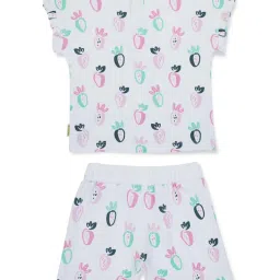 Gini & Jony Kids White & Lilac Printed Top Set image 2