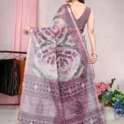 MIRCHI FASHION Purple Printed Saree With Unstitched Blouse Piece image 2