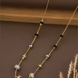 SZN Gold-Plated Cubic Zirconia Studded & Beaded Necklace image 2
