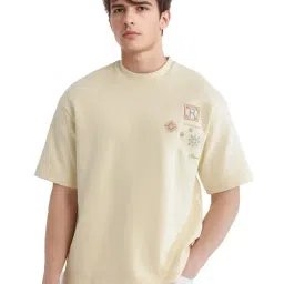 Rare Rabbit Yellow Oversized Embroidered T-Shirt-image-34