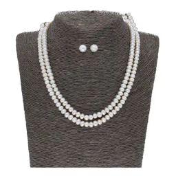 Sri Jagdamba Pearls 2 Line Pearl White Alloy Necklace Set-picture-14