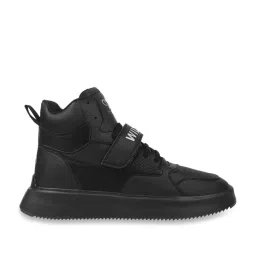 The White Pole Men's Black Ankle High Sneakers image 2