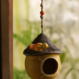 ExclusiveLane 'Swinging Cottage' Handmade & Hand-painted Bird House In Terracotta (6 Inch)-picture-43