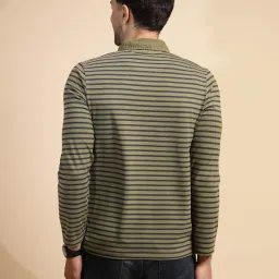 Global Republic Green Regular Fit Striped Polo T-Shirt image 2