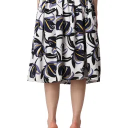 Cation White Floral Print A-Line Midi Skirt image 2