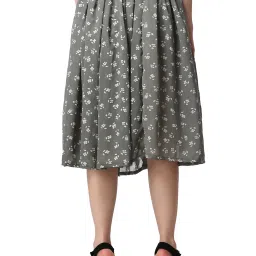 Cation Grey Floral Print A-Line Midi Skirt image 2