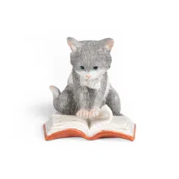 Home4U Multicolor Polyresin 6 cm Jasper Cat Reading Book Showpiece - Set of 1-picture-11