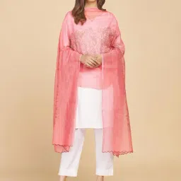 Fabindia Pink Cotton Floral Print Dupatta-image-43