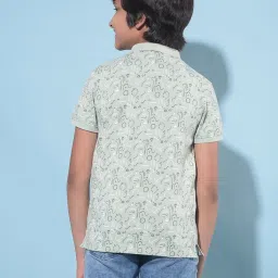 Crimsoune Club Kids Green Printed Polo T-Shirt image 2