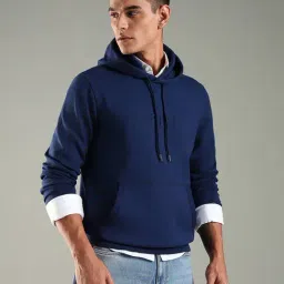 Tommy Hilfiger Blue Cotton Regular Fit Logo Printed Hooded Sweatshirt image 4