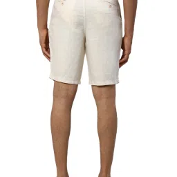 Raymond White Linen Slim Fit Striped Shorts image 2