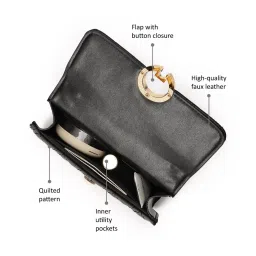 Fastrack MTO MTS Black Quilted Medium Sling Handbag image 2