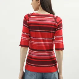 United Colors of Benetton Red Cotton Striped Top image 2