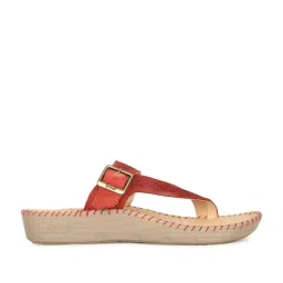 Scholl by Bata Women's LILY TR Red Toe Ring Wedges image 2