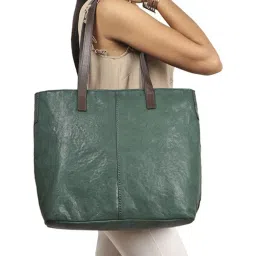 Hidesign Core Sonoma 01 Burnt Goat Mel Ranch Green Solid Large Tote Handbag image 2