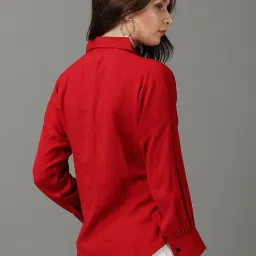 showoffff SHOWOFF Red Cotton Regular Fit Shirt image 2