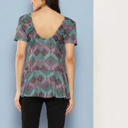 Aarika Turquoise Nylon Printed Short Sleeves Swimsuit With Cap image 2