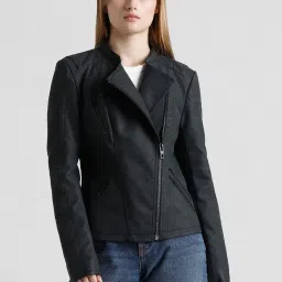 Only Black Slim Fit Biker Jacket image 2