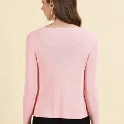 showoffff SHOWOFF Pink Regular Fit Front Open Sweater image 2