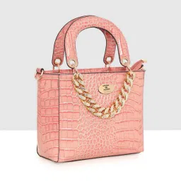 Esbeda Pink Textured Medium Handbag image 2