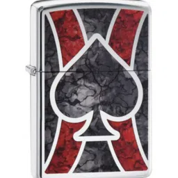 Zippo Dark Grey & Red Spade Design Brass Pocket Lighter image 2