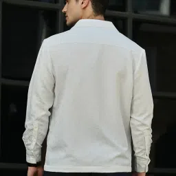 Campus Sutra White Poly Lycra Regular Fit Solid Shirt image 2