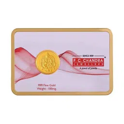 P.C. Chandra Jewellers Kuber-Inscribed 24k (999) 0.1gm Yellow Gold Foil Coin image 2