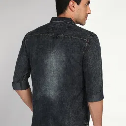 Kuons Avenue Charcoal Slim Fit Denim Shirt image 2