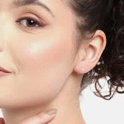 Zavya Rhodium-Plated Star-Edgy Triangle Zircon 92.5 Sterling Silver Stud - Set of 2 image 2