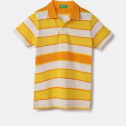United Colors of Benetton Kids Yellow Cotton Striped Polo T-Shirt-picture-28