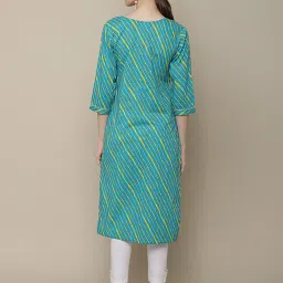 Vastramyaa Blue Cotton Embroidered Straight Kurta image 2