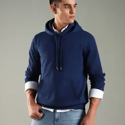 Tommy Hilfiger Blue Cotton Regular Fit Logo Printed Hooded Sweatshirt image 3