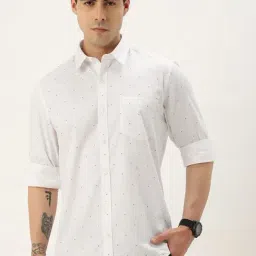 Burnt Umber White Regular Fit Printed Shirt-picture-10