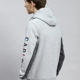 Monte Carlo Grey Cotton Regular Fit Printed Hooded Sweatshirt image 2