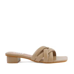 Elle Women's Beige Cross Strap Sandals image 2