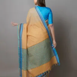 Unnati Silks Beige Woven Saree With Blouse image 2